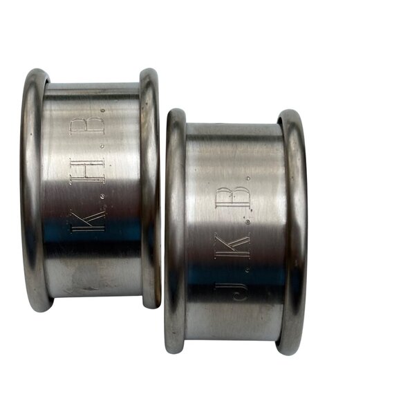 Vintage Provincetown F.B. Rogers Pewter Napkin Rings With Engraved Initials - Picture 5 of 6